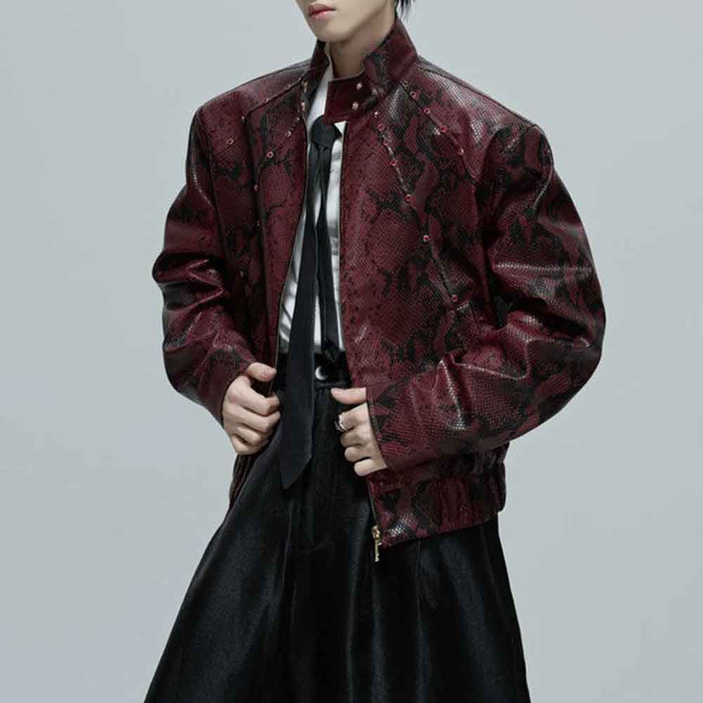 Winter Clothing Jewel - Jaqueta de outono masculina python textura