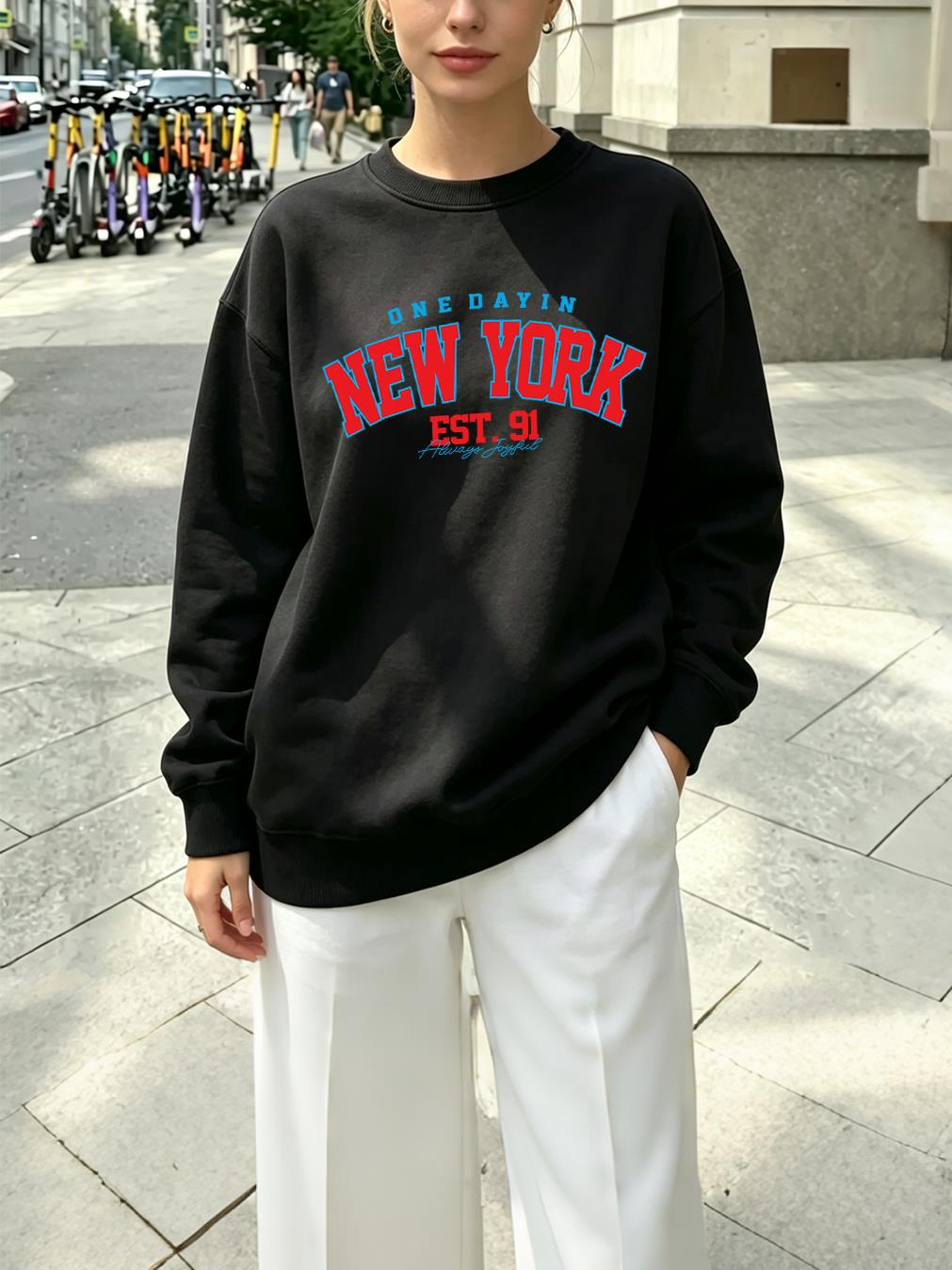 Winter Clothing In New York City - Camiseta Feminina Estampada com Letras Artísticas